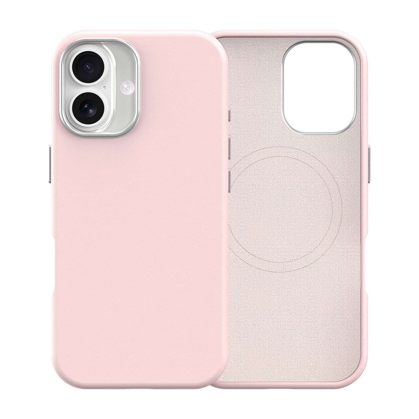 Plain PU Leather with Magsafe Phone Cover for iPhone 17 Pink