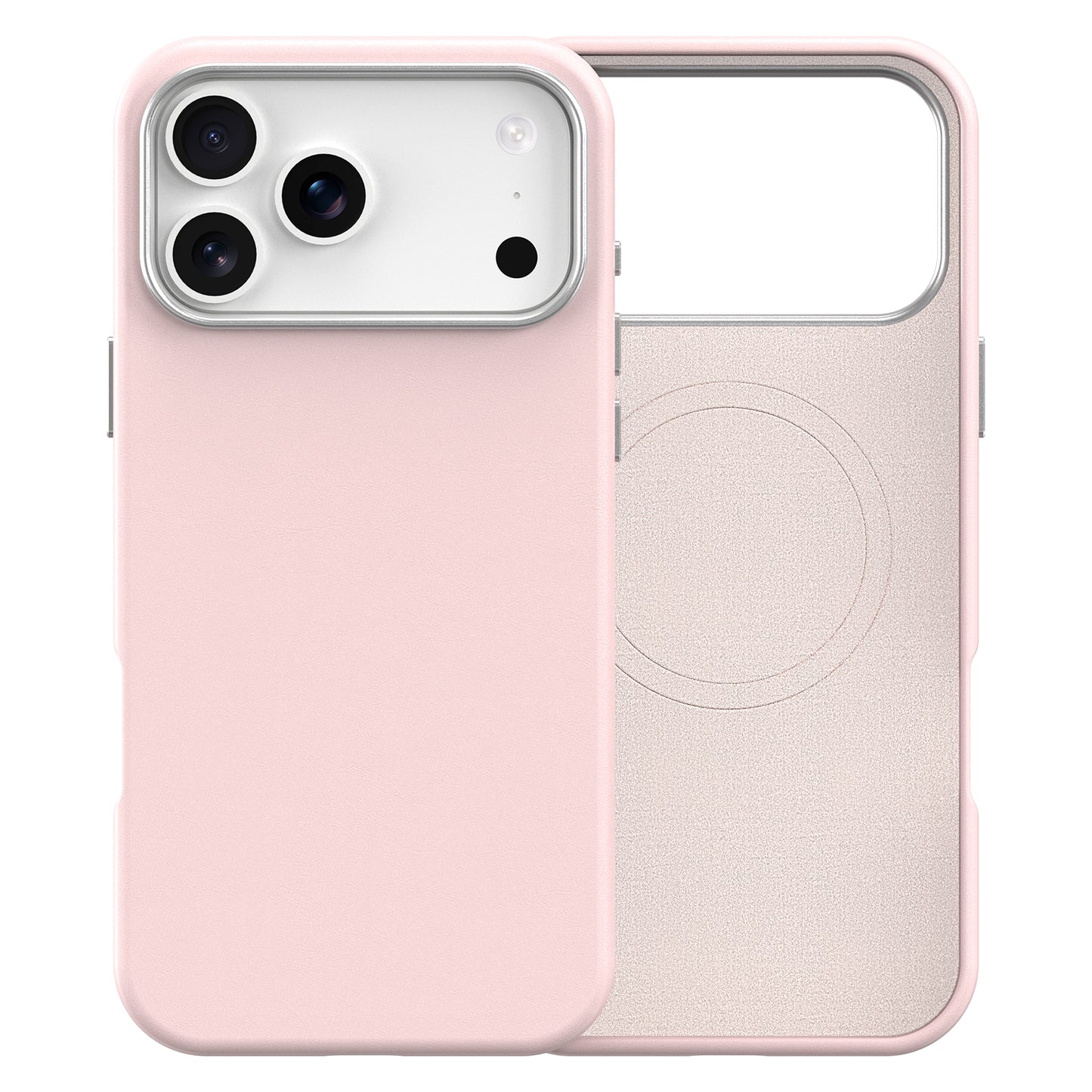 Plain PU Leather with Magsafe Phone Cover for iPhone 17 Pro Pink