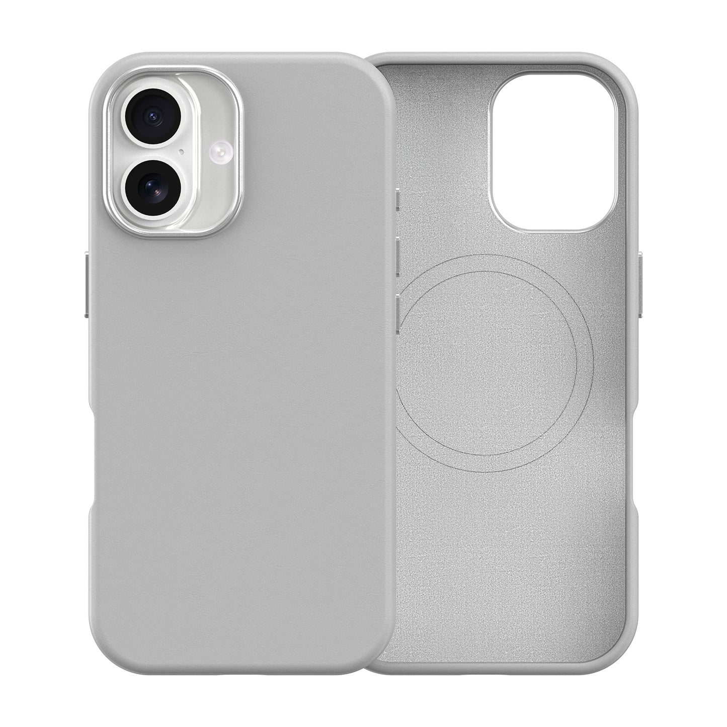 Plain PU Leather with Magsafe Phone Cover for iPhone 17 Grey
