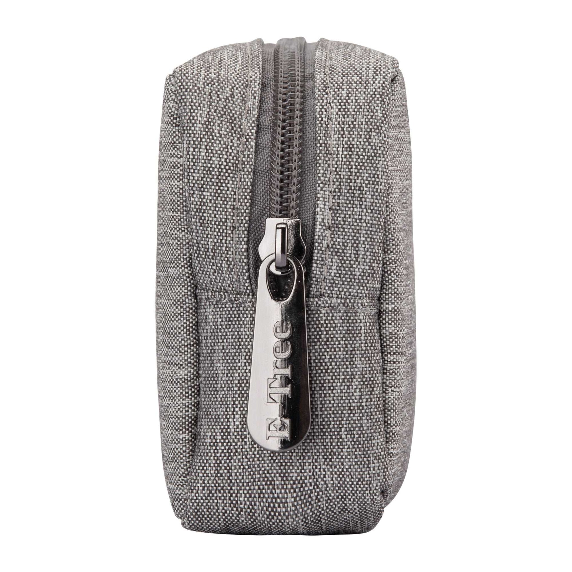 E-Tree 7 inches Canvas Zippered Grey Cosmetic Travel Bag