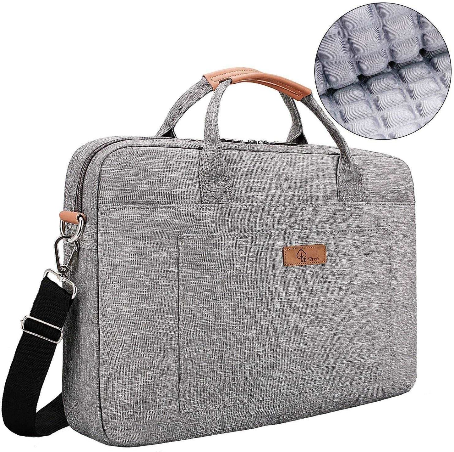 E-Tree Grey 15.6 Inch Laptop Bag Shockproof Padded for Work and Travel