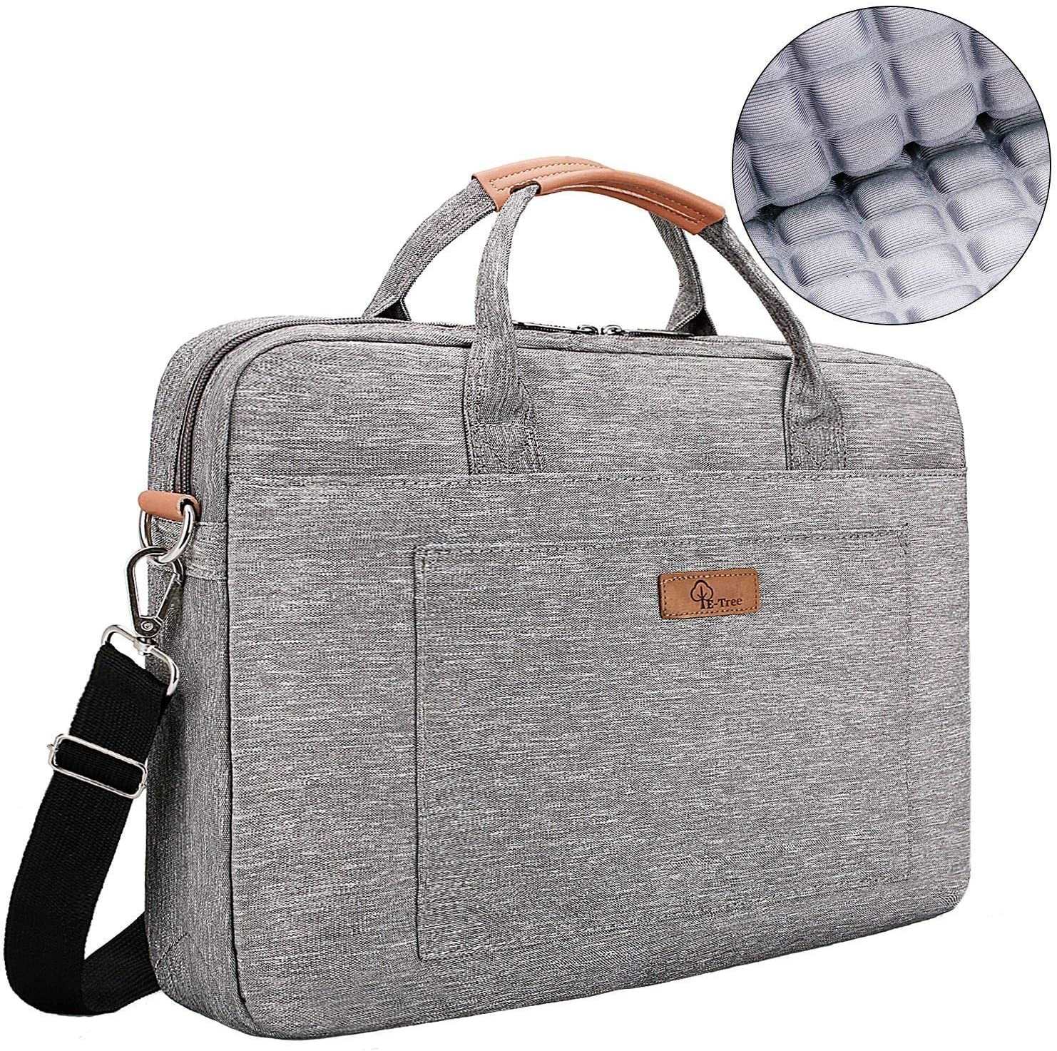 E-Tree Grey 15.6 Inch Laptop Bag Shockproof Padded for Work and Travel
