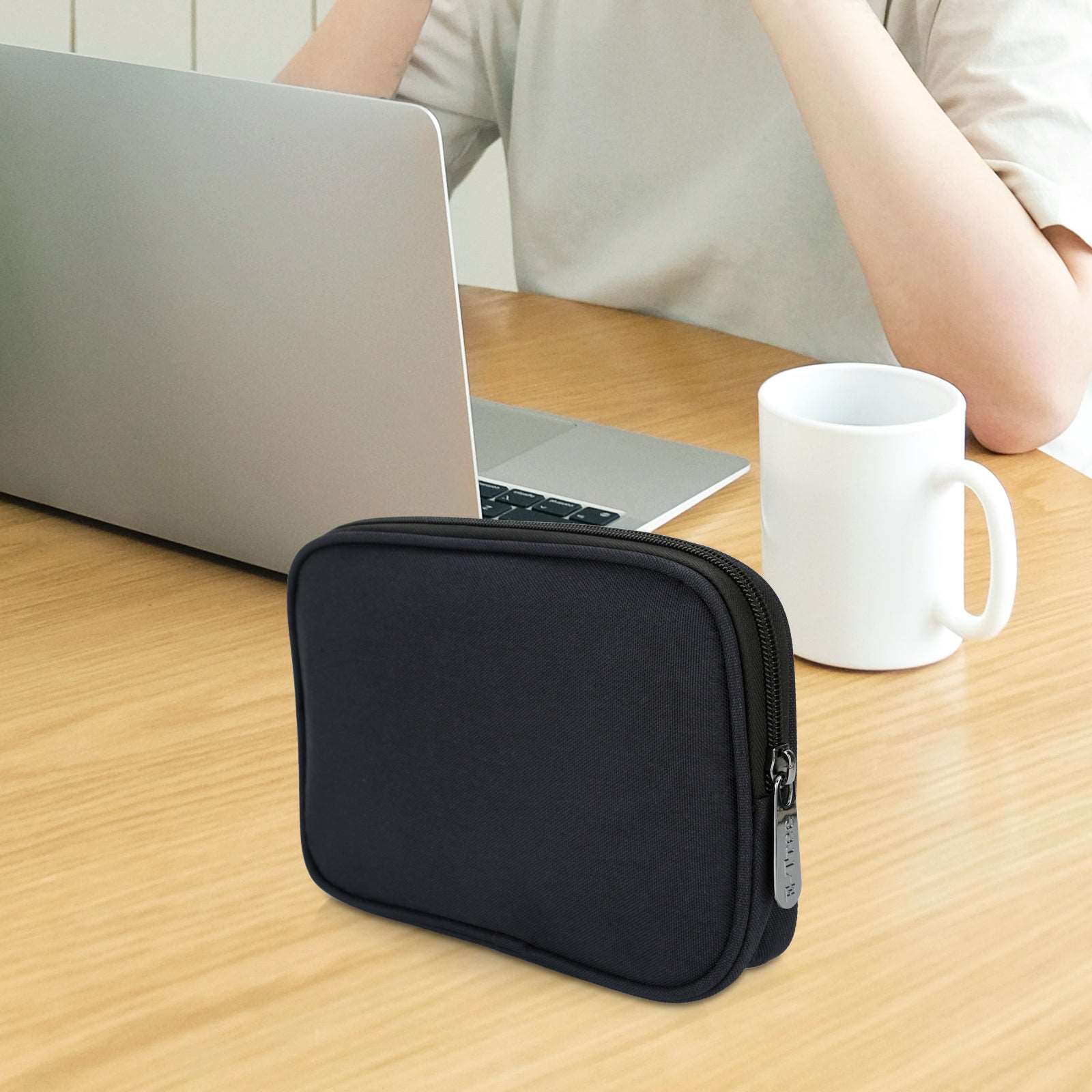 E-Tree 10.7 inch Black Tech Organizer, Multiple Storage Mesh Pockets for Cable, Cord, Charger, Power Bank, Airpods