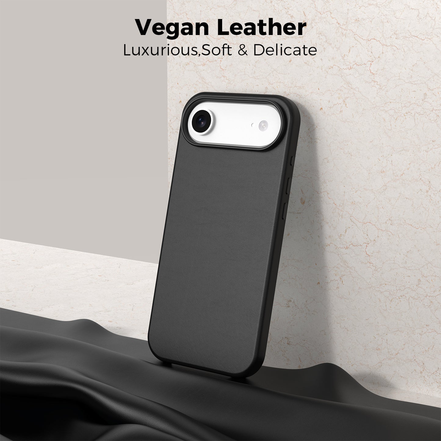 Plain PU Leather with Magsafe Phone Cover for iPhone 17 Air Black