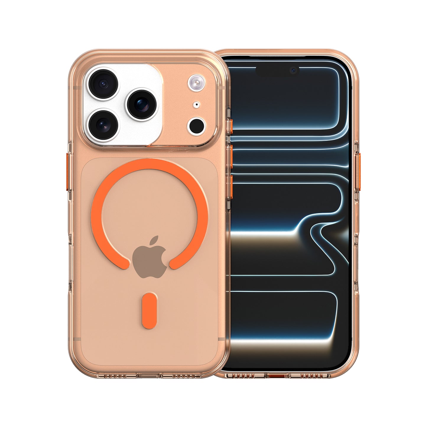 High Quality Clear Cover With Magnets for iPhone 17 Pro Max Orange