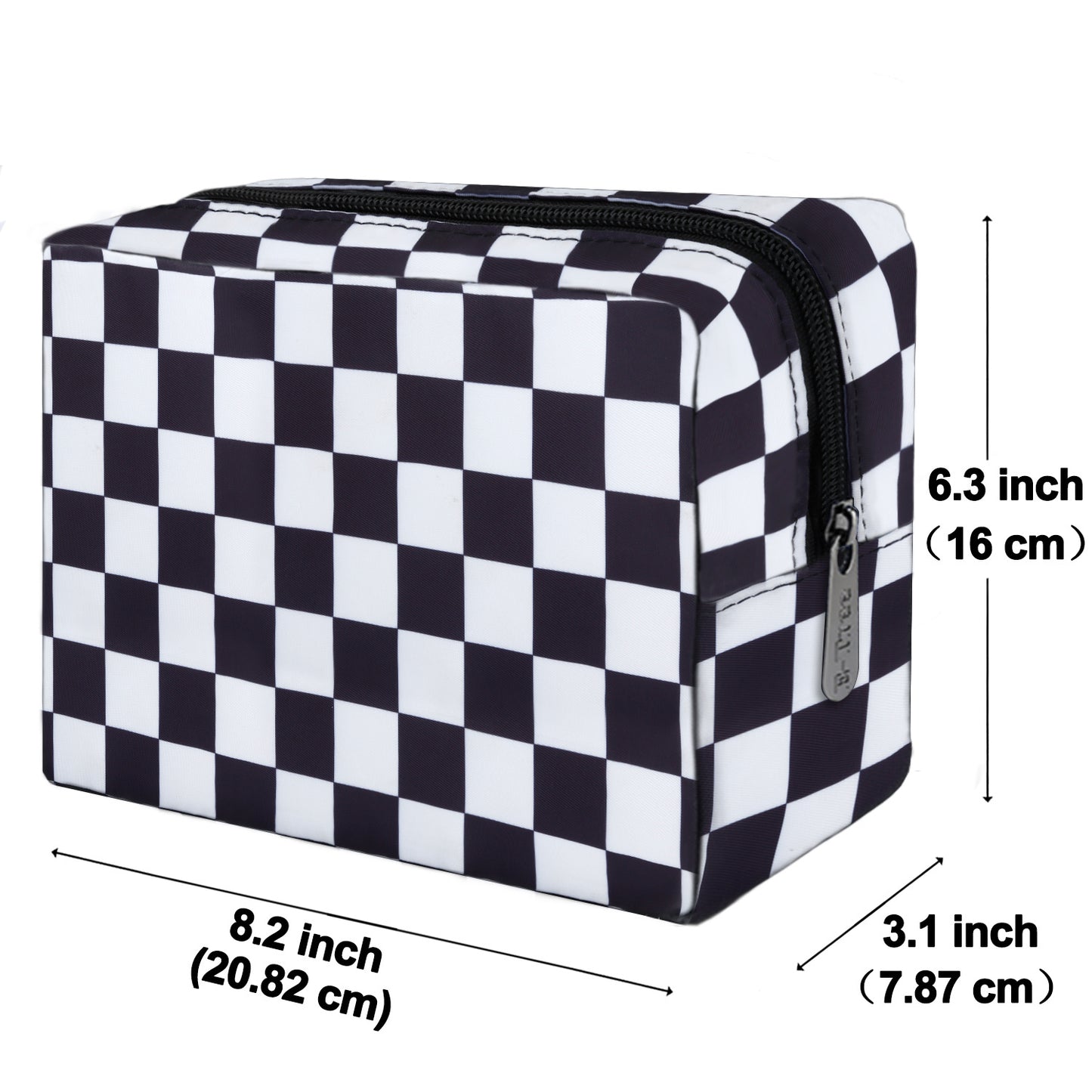 E-Tree 10 inches Canvas Zippered Checkered Cosmetic Travel Bag