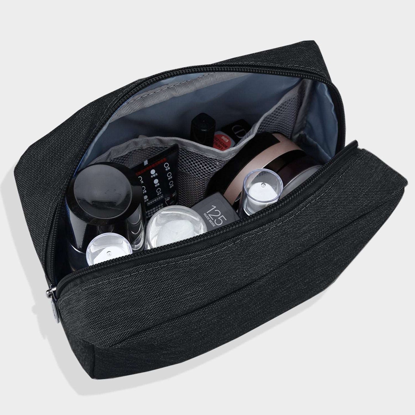 E-Tree 10 inches Canvas Zippered Black Cosmetic Travel Bag