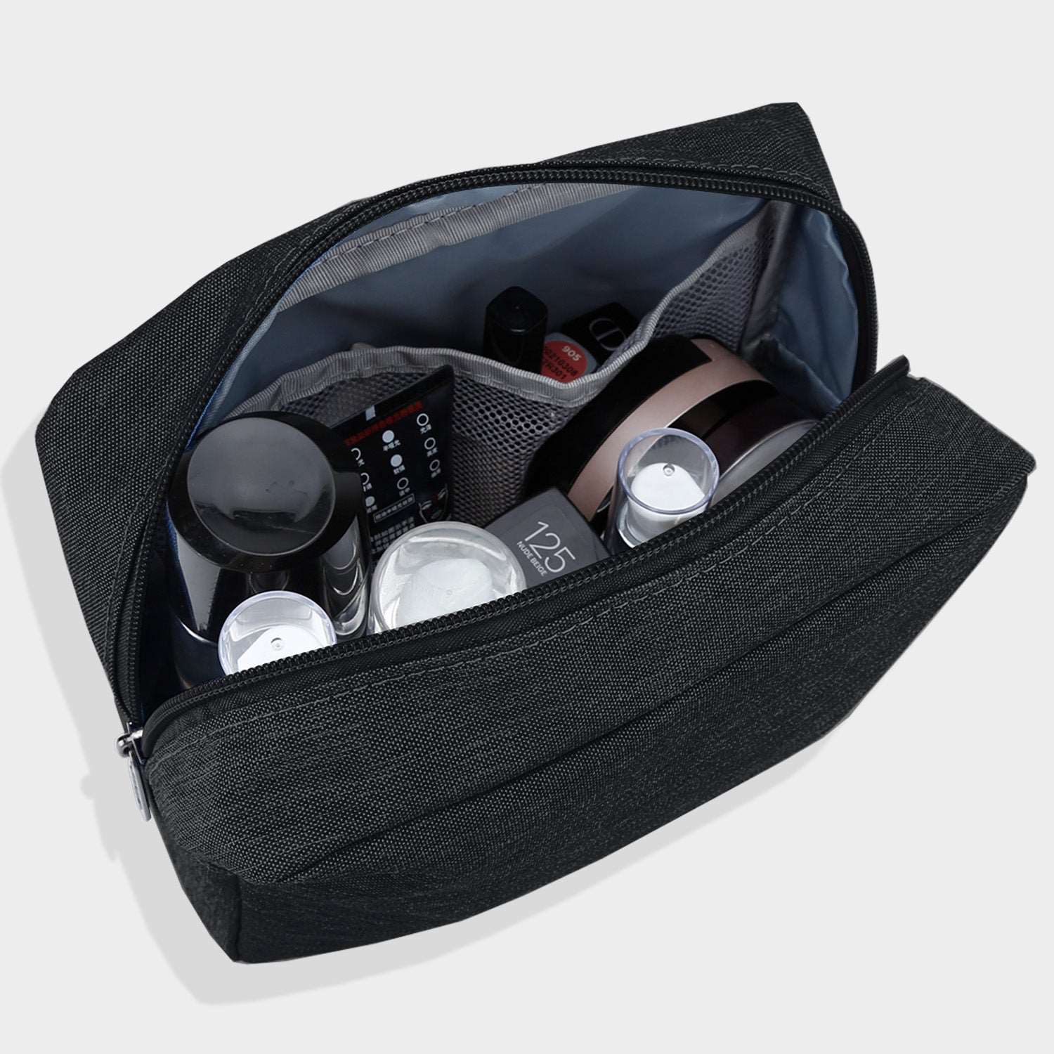 E-Tree 10 inches Canvas Zippered Black Cosmetic Travel Bag