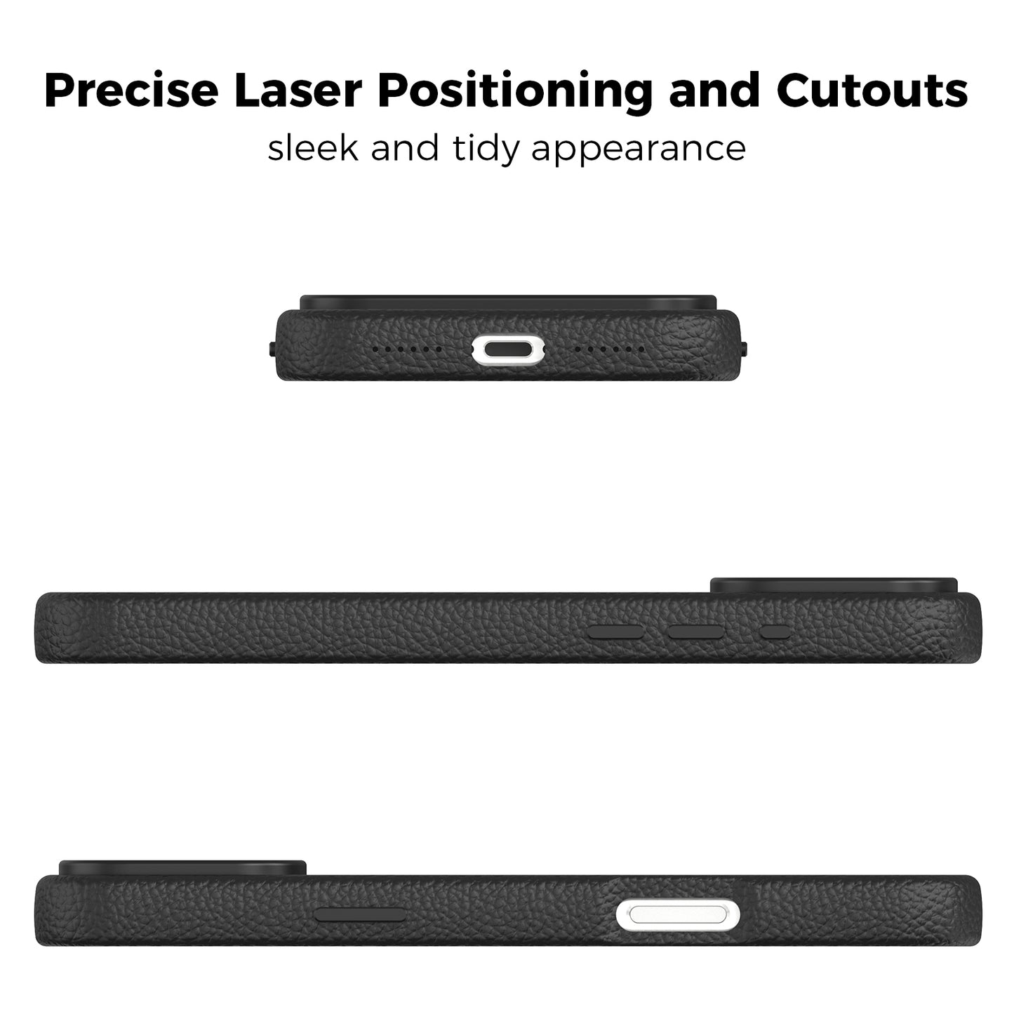 Vegan Leather Cover for iPhone 17 Pro Max Black