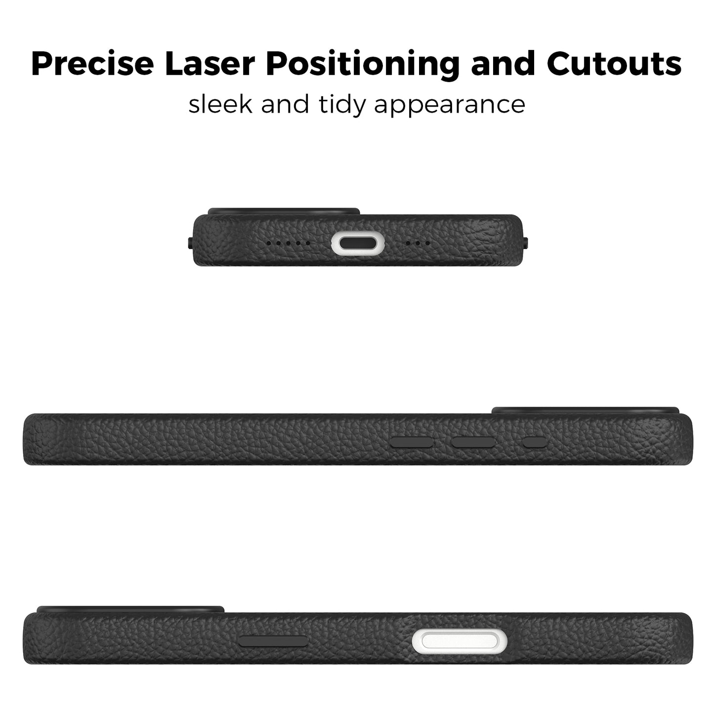 Vegan Leather  Cover for iPhone  17 Black