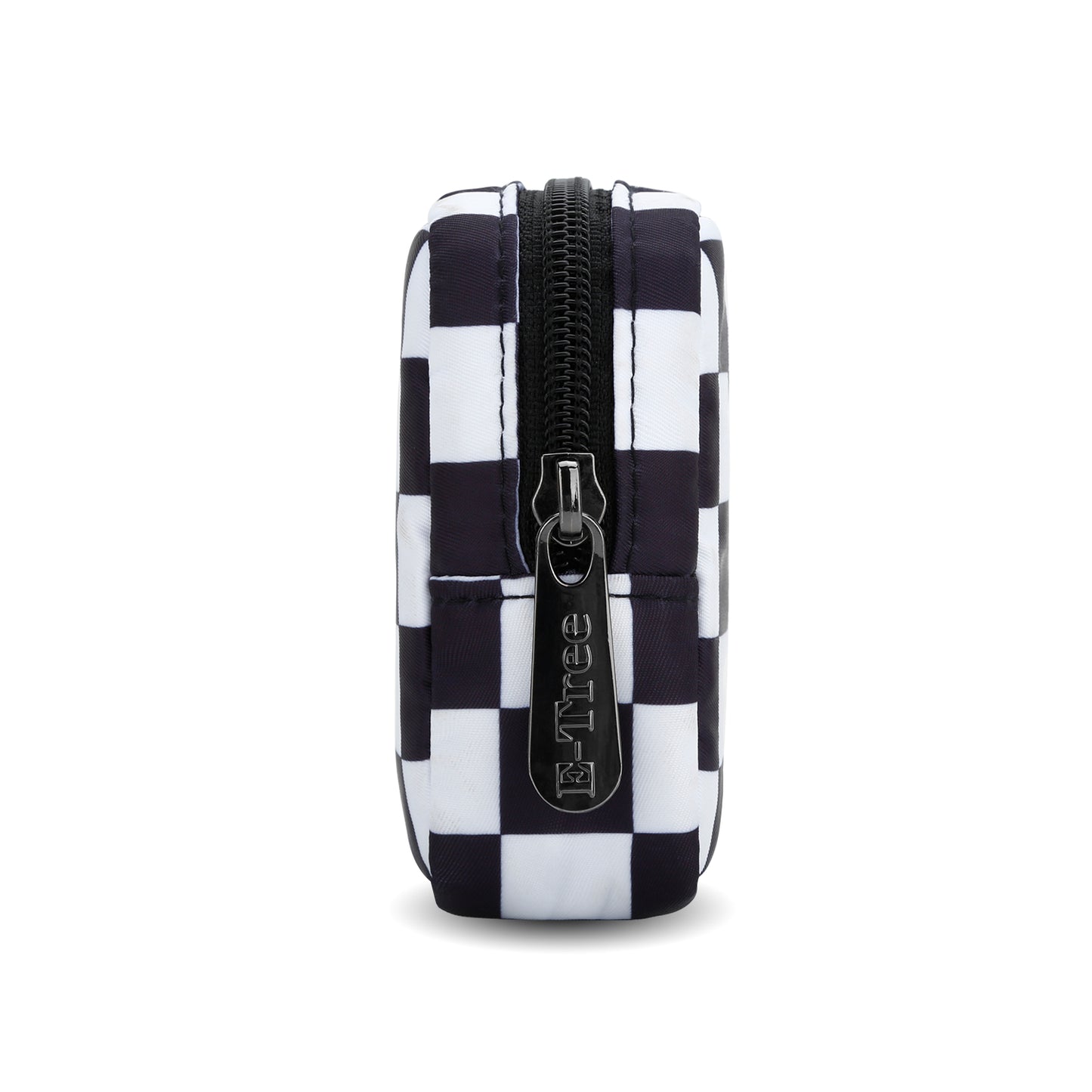 E-Tree 7 inches Canvas Zippered Checkered Cosmetic Travel Bag