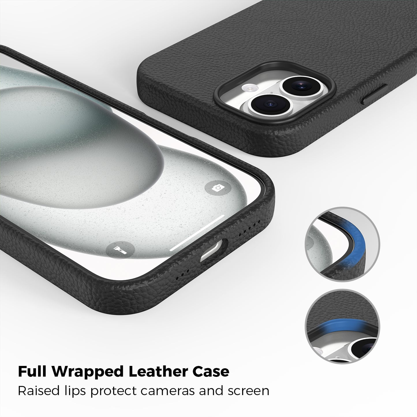 Vegan Leather  Cover for iPhone  17 Black