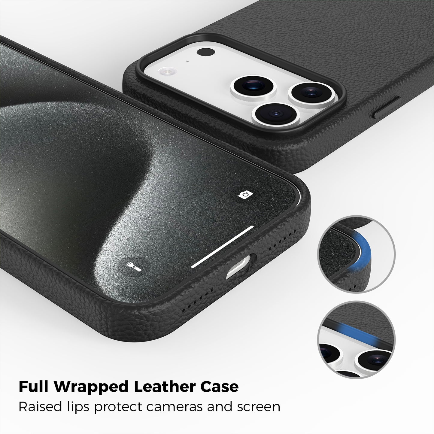Vegan Leather Cover for iPhone 17 Pro Max Black
