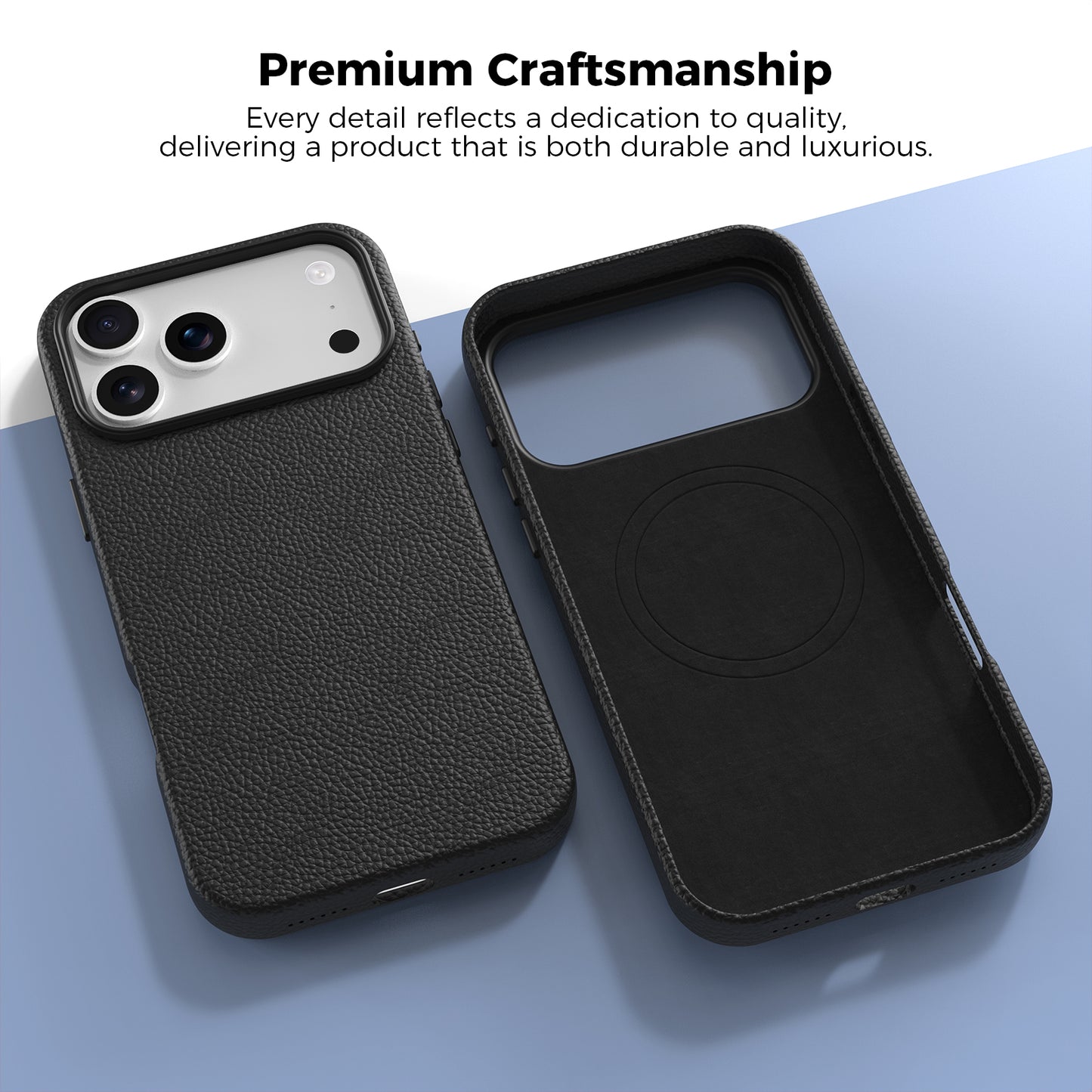Vegan Leather Cover for iPhone 17 Pro Max Black