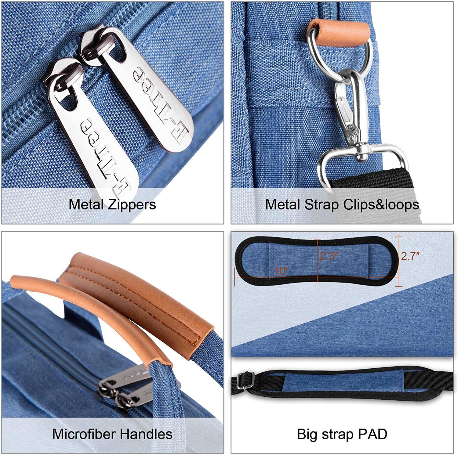E-Tree Blue 15.6 Inch Laptop Bag Shockproof Padded for Work and Travel